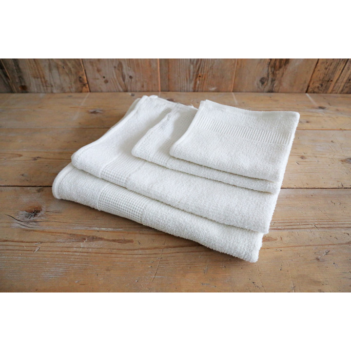 White 100%cotton towel with honeycomb band 35x50 cm