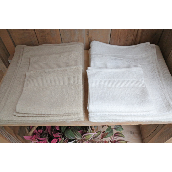 White 100%cotton towel with honeycomb band 50x70 cm