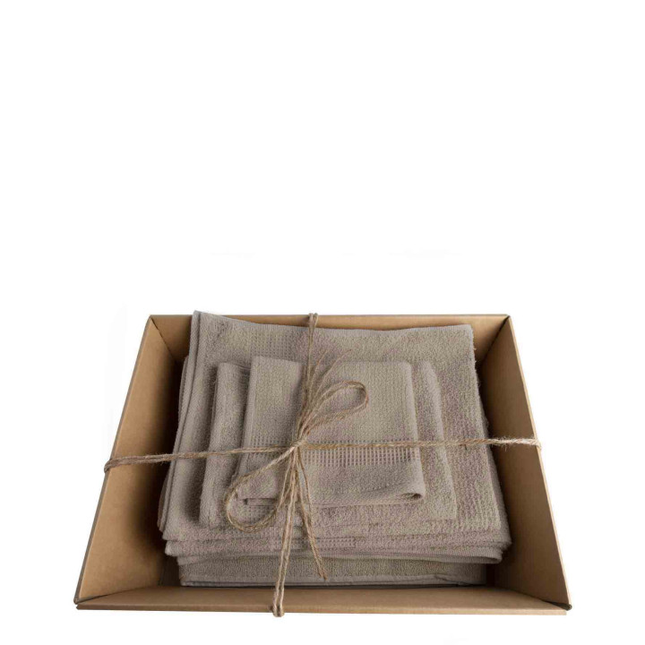 Set 4 asciugamani e tappeto 100% cot col. warm