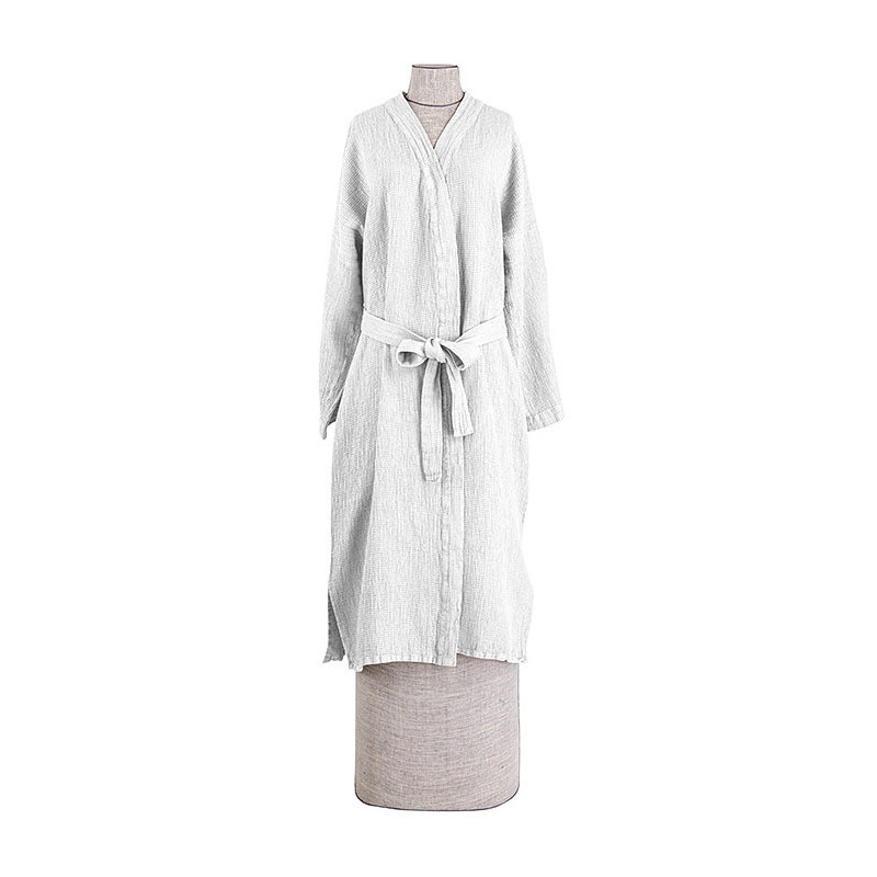 Kimono nido d'ape 52% lino colore bianco large