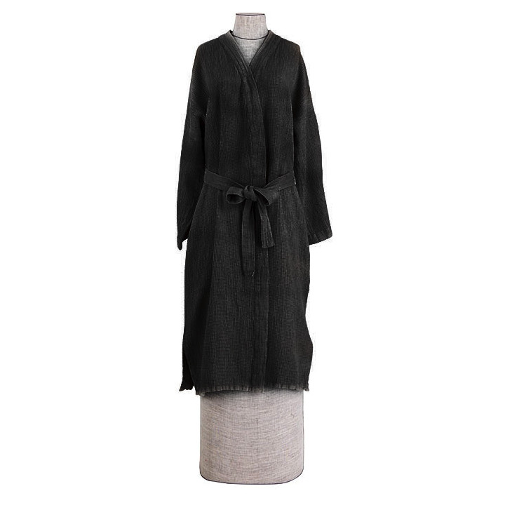 Kimono a nid d'abielles noir taille large