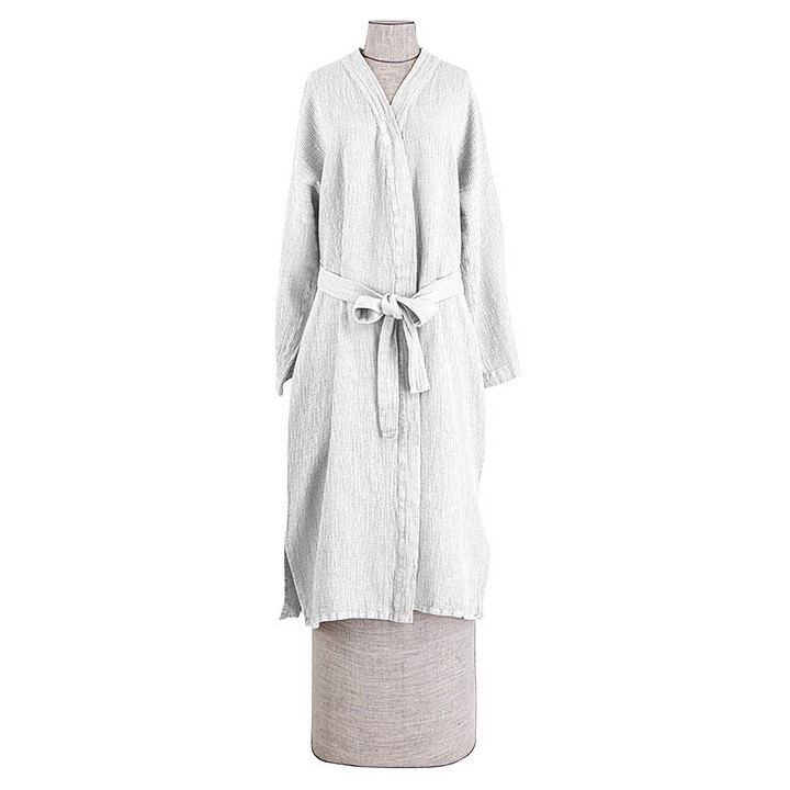 Kimono nido d'ape 52% lino colore bianco small