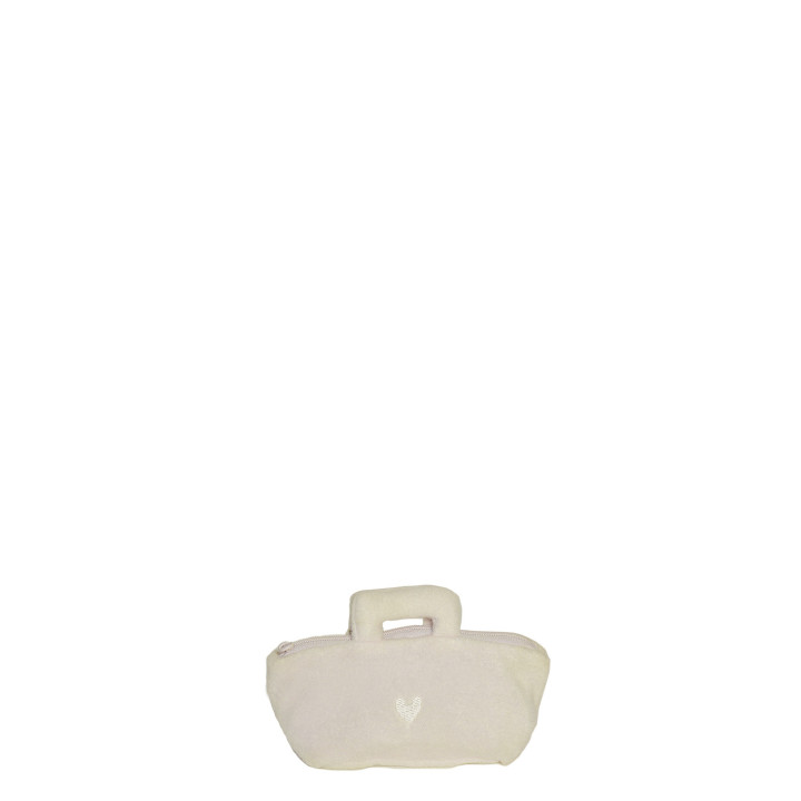 Cream pile pacifier-holder with zip