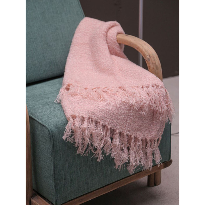 Couverture rose bouclee 125 x 150 cm
