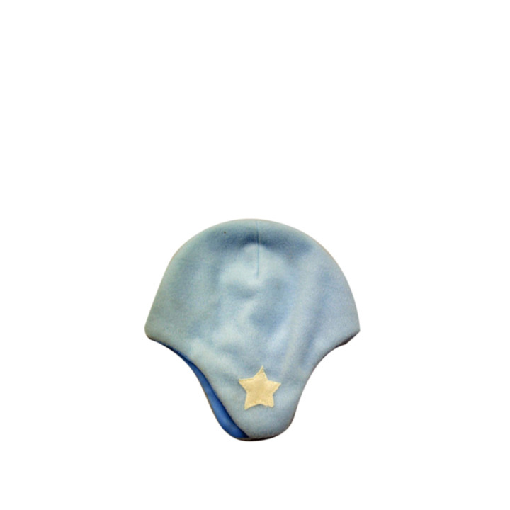 Bonnet baby bleu clair en polaire etoile