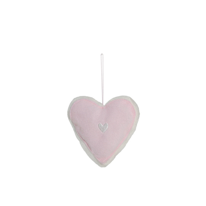 Coeur rembourre polaire rose 11.5 cm
