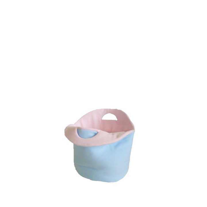 Sac À jouets double-face en polaire bleu clair/rose 60x30 h55 cm