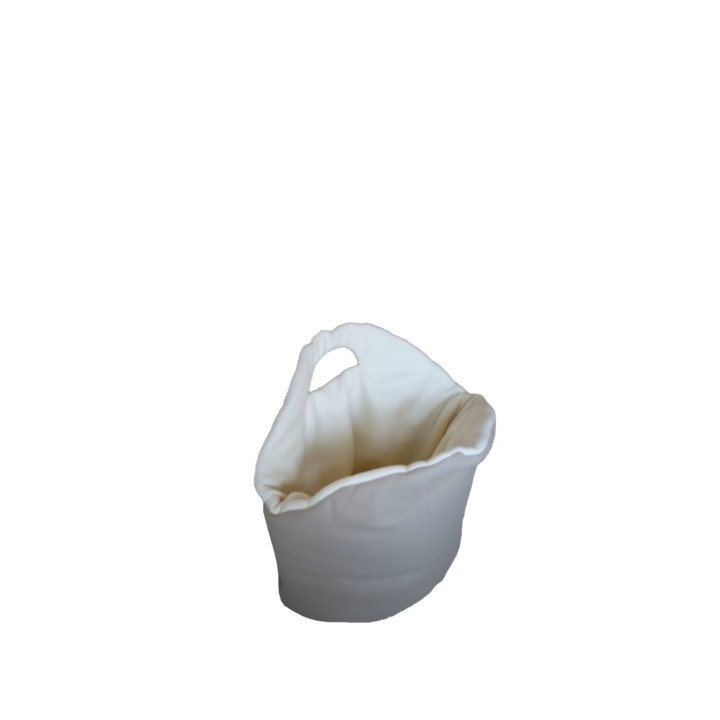 Reversible linen/cream fleece toy bag 60x30 h55 cm