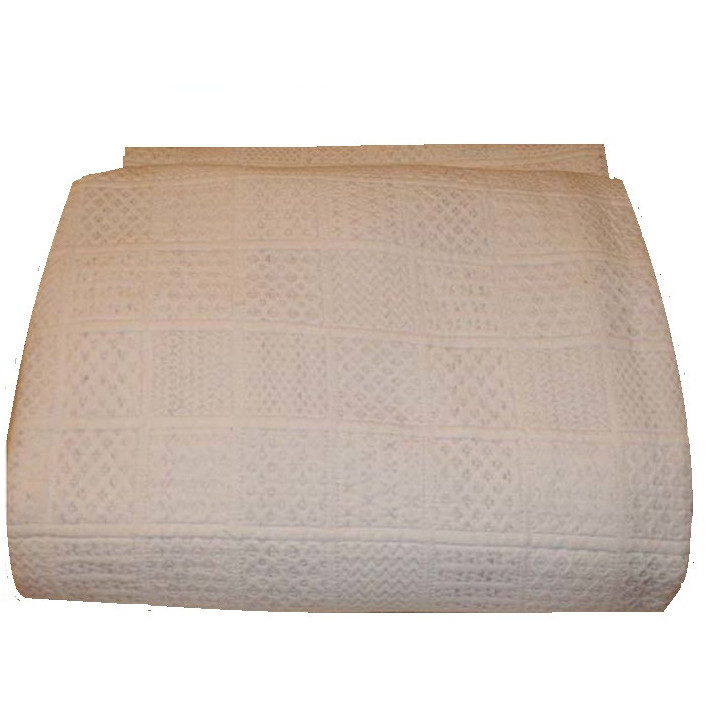 Couvre-lit avec decorations blanches/grises 240 x 270 cm