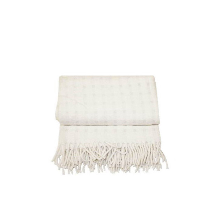 Coperta 100% lana merino panna/arg.130x190 cm