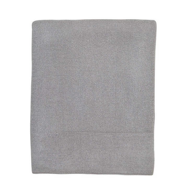 Coperta 100%cotone in maglia colore grigio 130 x 150 cm