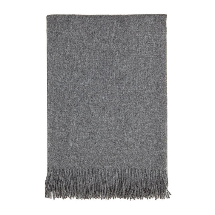 Coperta(100% bb alpaca)colore grigio con frange 128 x 176 cm