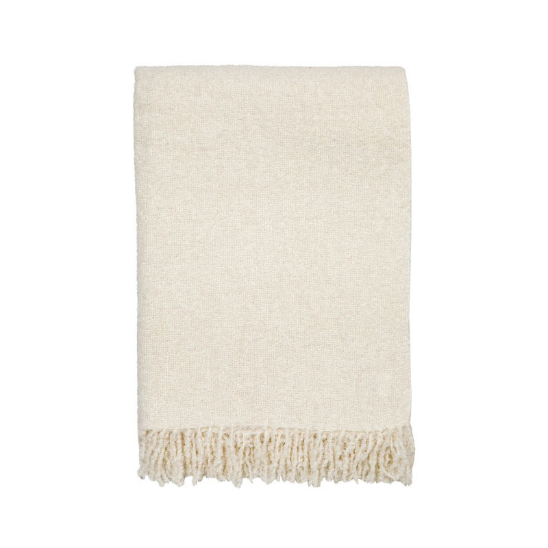 Cream alpaca blanket with fringes 130 x 180 cm