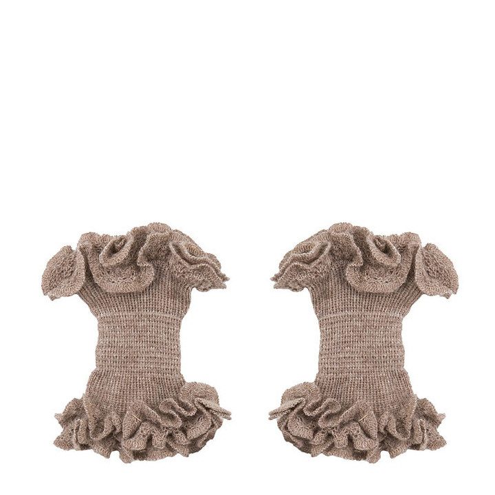 Polsini 100% baby alpaca colore nocciola e volants