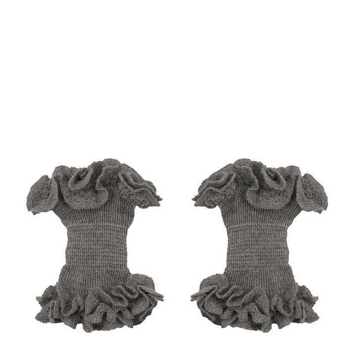 Polsini 100% baby alpaca colore grigio e volants