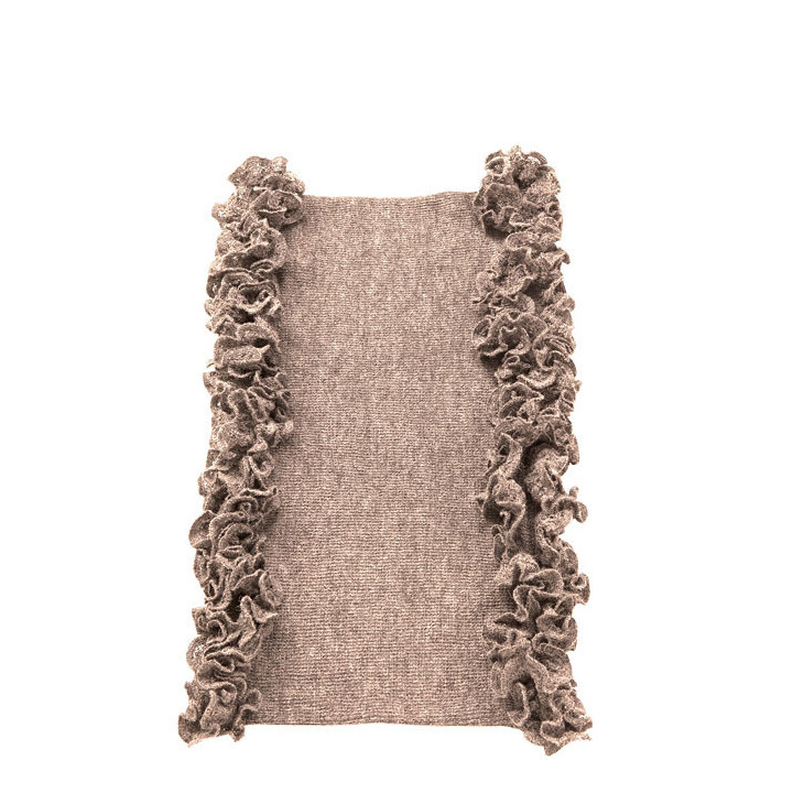Tubolare 100% baby alpaca colore nocciola e volant
