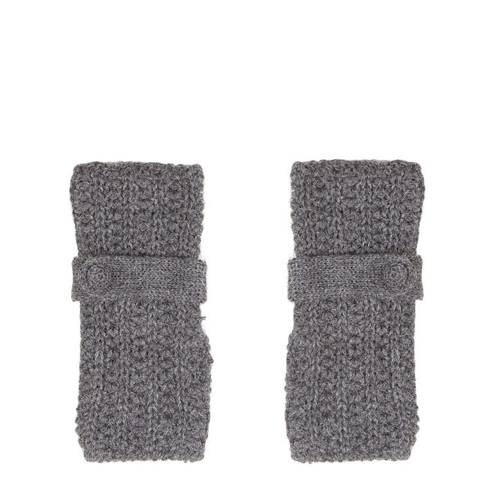 Gants 100%baby alpaca grises bouton