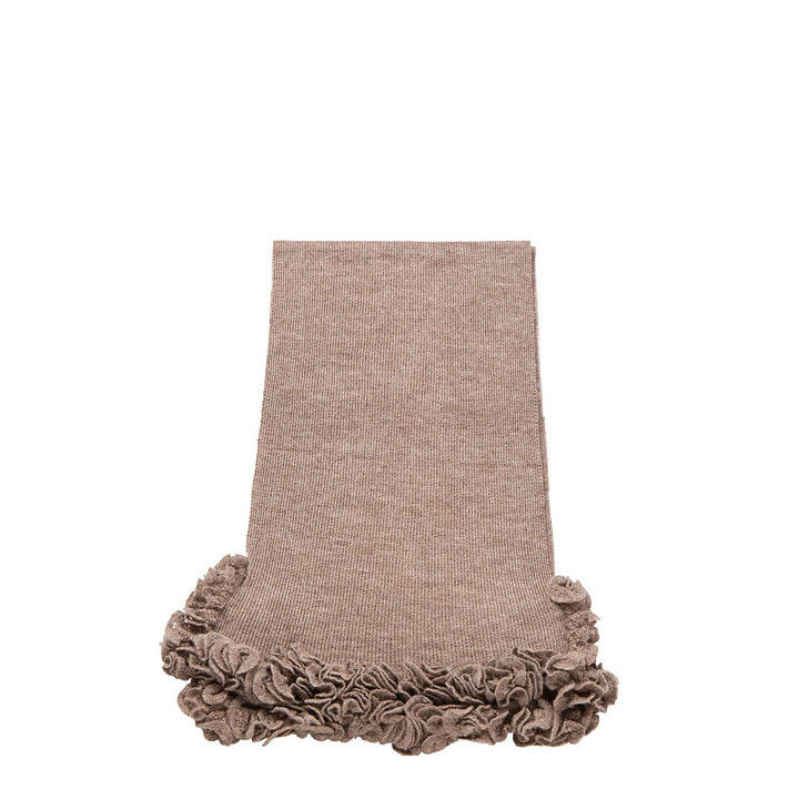 Sciarpa 100% baby alpaca nocciola bordo volant