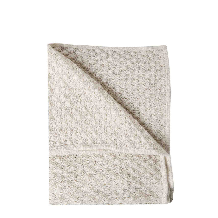 100% alpaca knitted creme blanket 30 x 160 cm