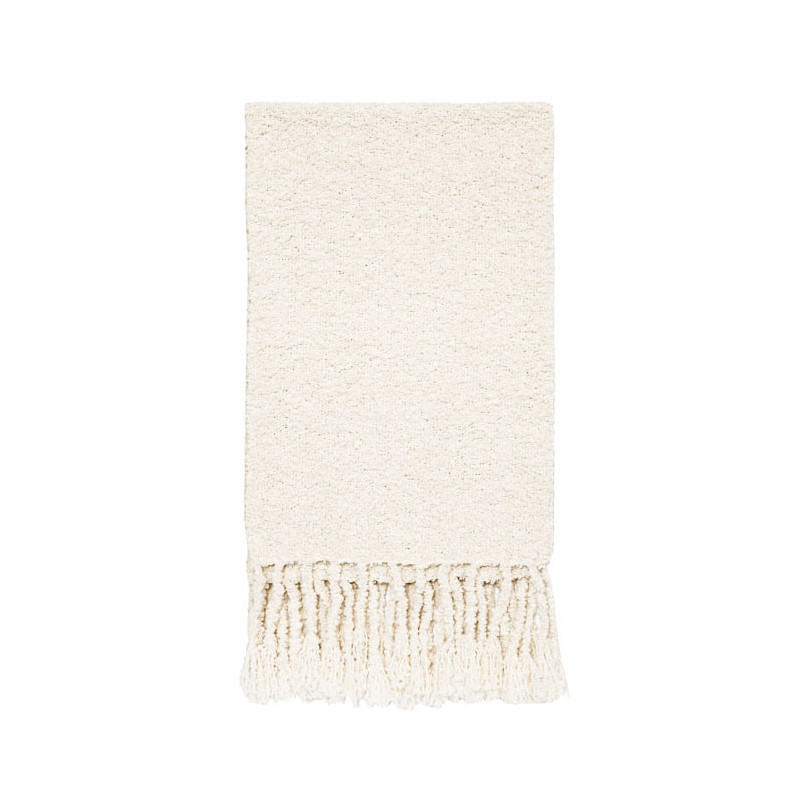 Petite couverture alpaca creme avec franges 65 x 90 cm