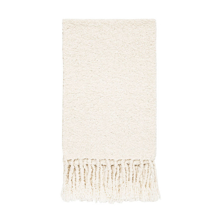 Small cream alpaca blanket with fringes 65 x 90 cm