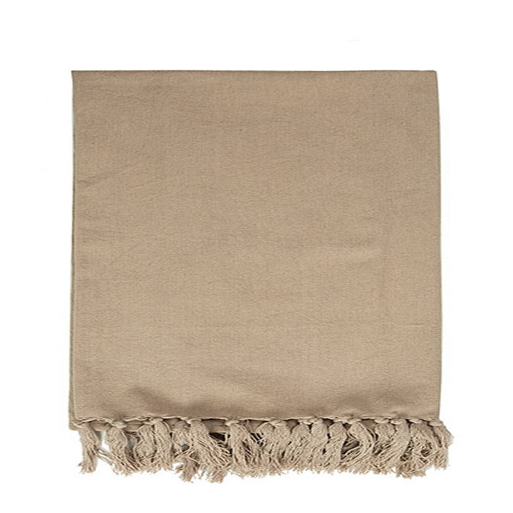 Couvre-lit 100% coton avec franges couleur lin 275 x  275 cm