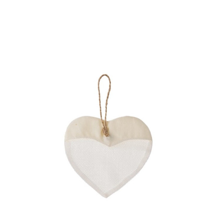 Coeur vide en coton et gaze couleur creme h10 cm
