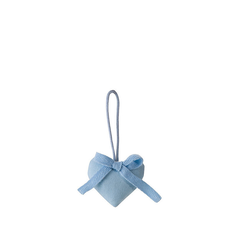 Coeur en coton bleu clair avec noeud h5.5 cm