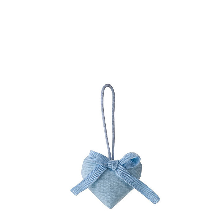 Light blue cotton heart with bow h5.5 cm