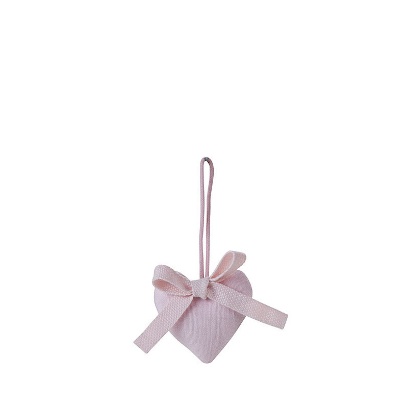 Pink cotton heart with bow h5.5 cm