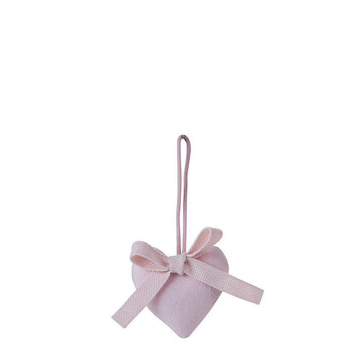 Coeur en coton rose avec noeud h5.5 cm
