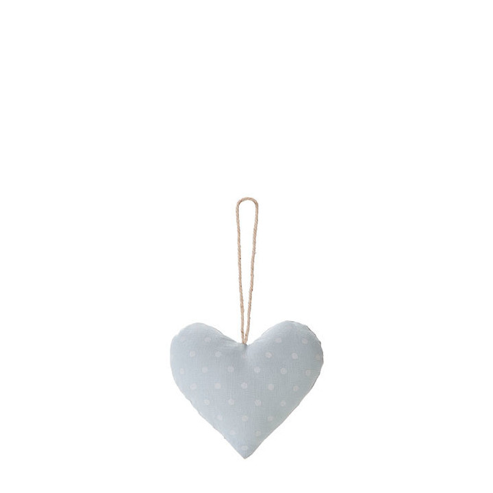 Cuore cotone pois azzurro h7.5 cm