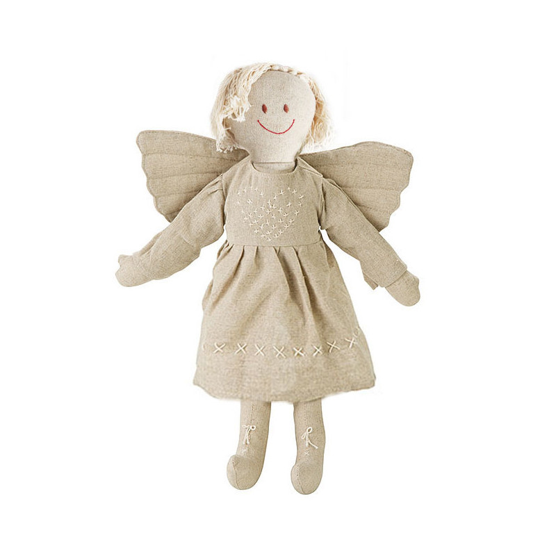 Ange du sourire et de l'amour avec coeur couleur creme h46 cm