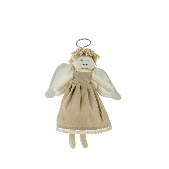 Ange en robe couleur lin h29 cm