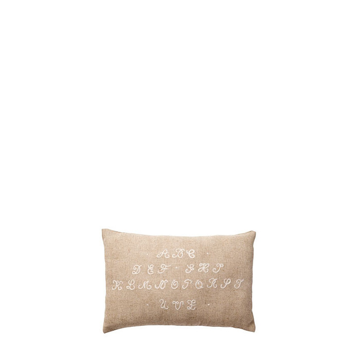Coussin alphabet couleur lin 18 x 28 cm