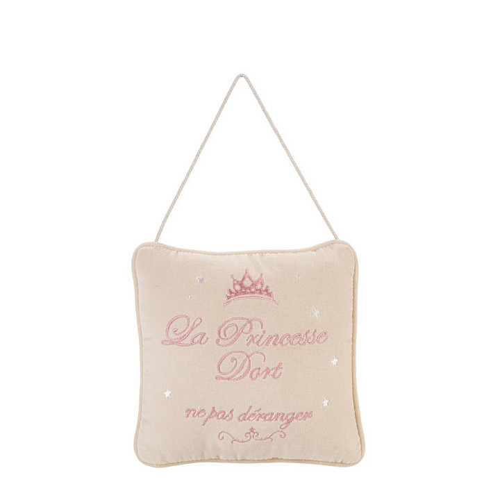 Coussin "la princesse dort..." 20 x 20 cm