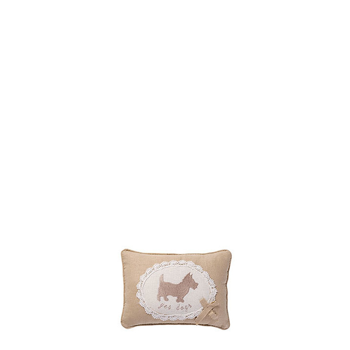 Cuscino ricamato "yes dogs" in cornice ovale 13 x 17 cm