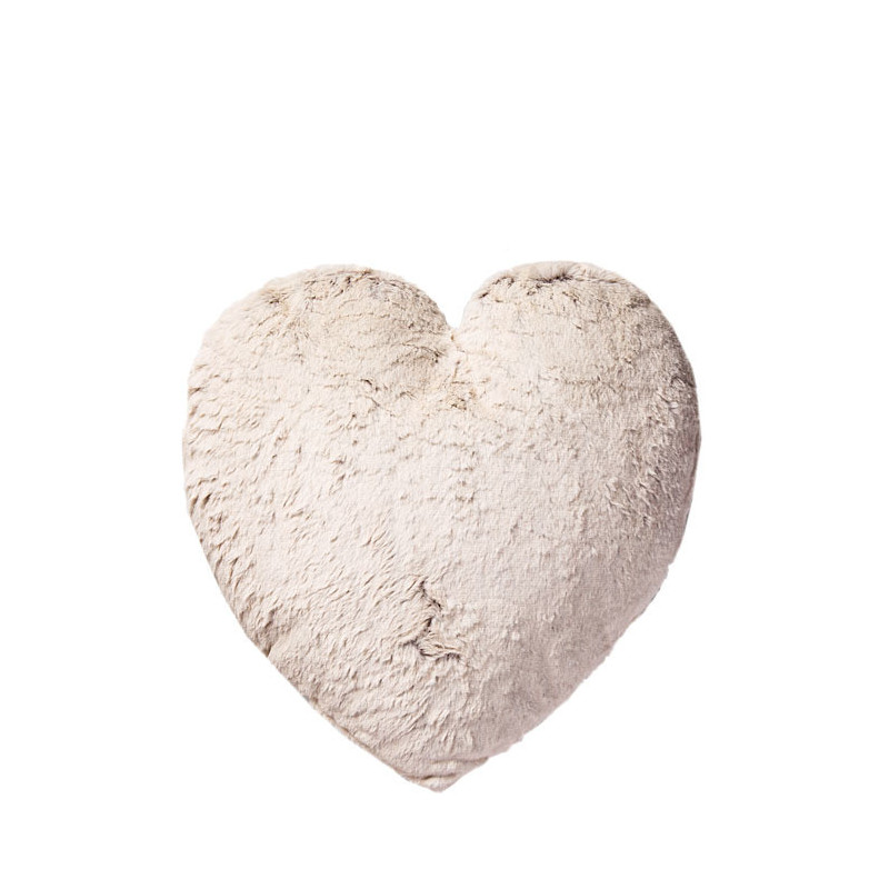 Coussin coeur fourrure artificielle 40 x 40 cm