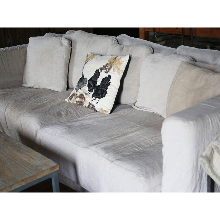 Coussin en coton avec poules noires 45x45 cm