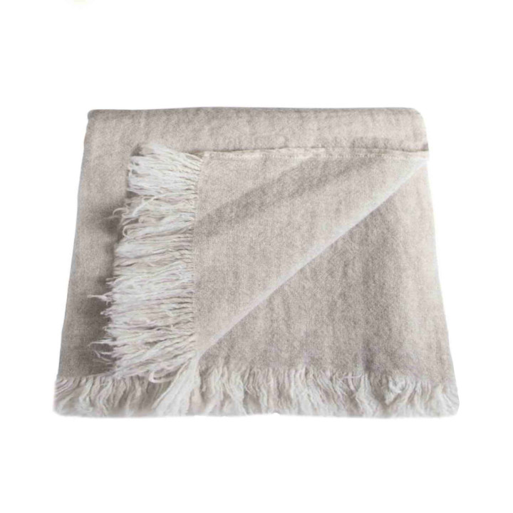 Couverture 100% laine vierge avec franges