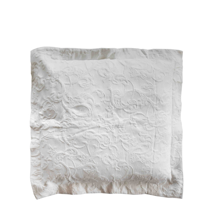 Housse damassee en cotton blanc 60x60 cm