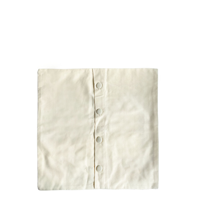 Housse carree coton creme avec boutons 50x50 cm