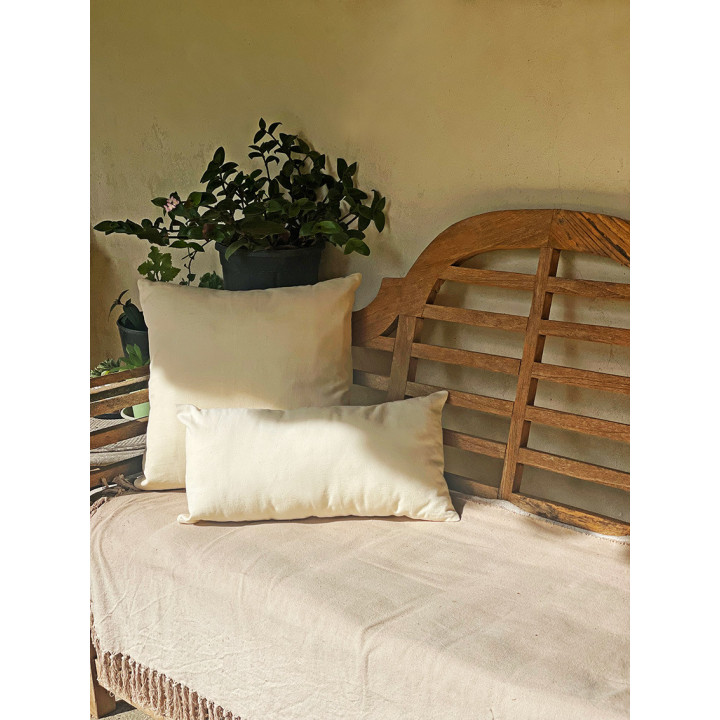 Housse carree coton creme avec boutons 30x55 cm