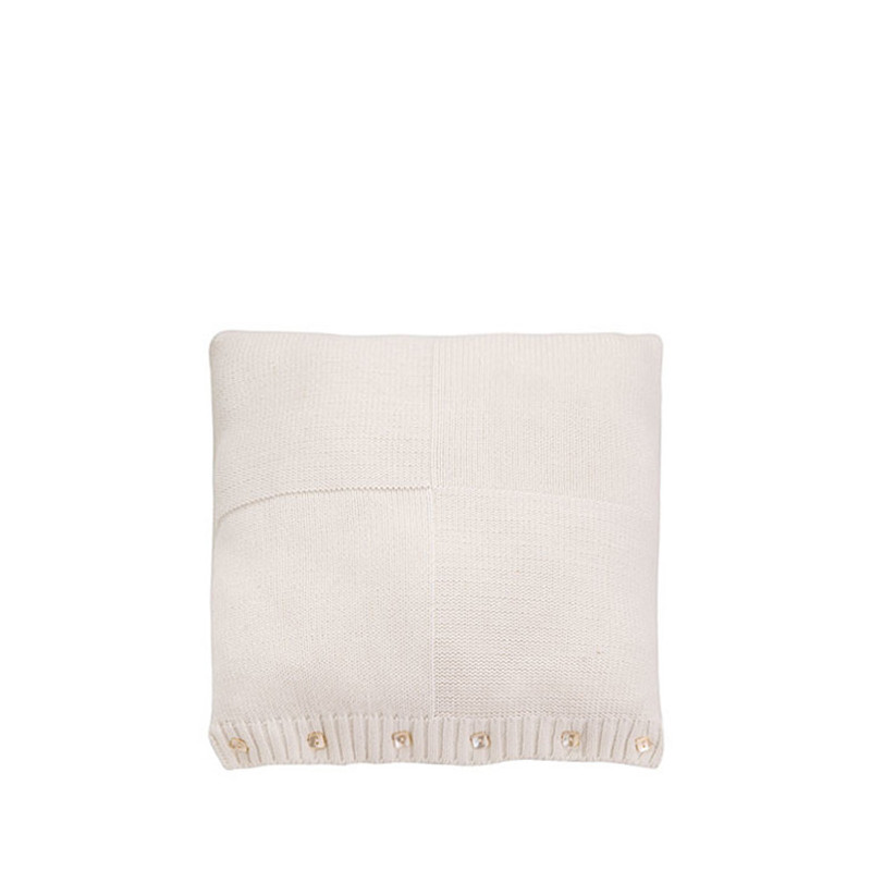 Housse carree coton blanc boutons 35 x 42 cm