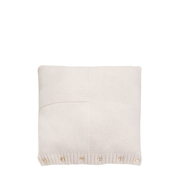 Housse carree coton blanc boutons 35 x 42 cm