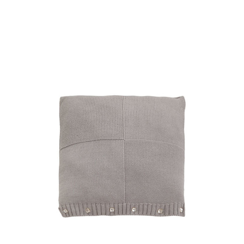 Housse carree coton gris boutons 35 x 42 cm