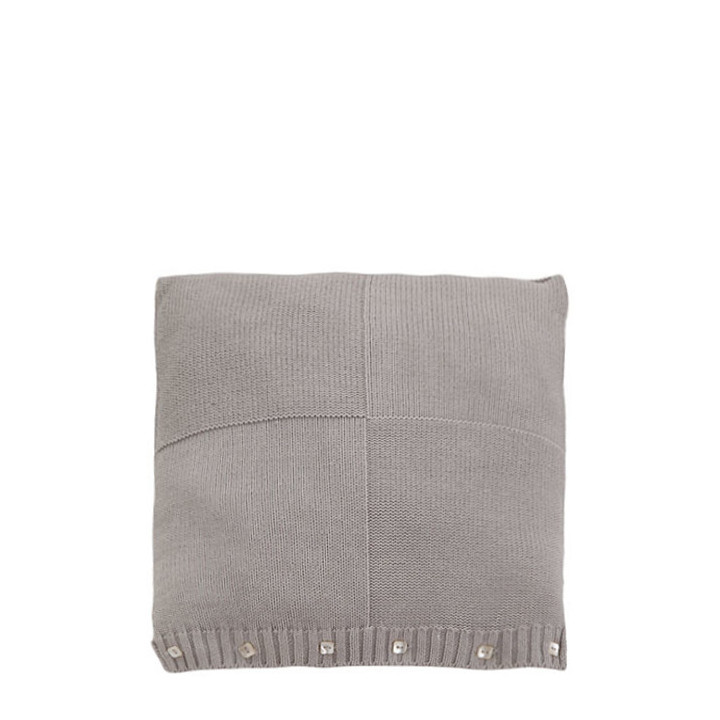 Housse carree coton gris boutons 35 x 42 cm