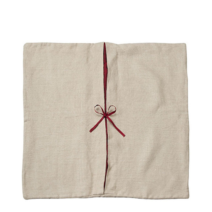 Housse lin soie bordeaux 60x60 cm