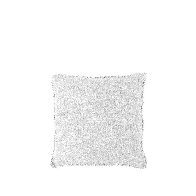 Housse 100%lin brut avec franges couleur creme 40x40 cm