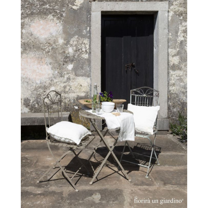Housse 100%lin brut avec franges couleur creme 40x40 cm